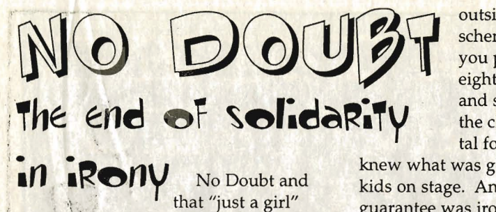 No Doubt: The End of Solidarity Is Irony